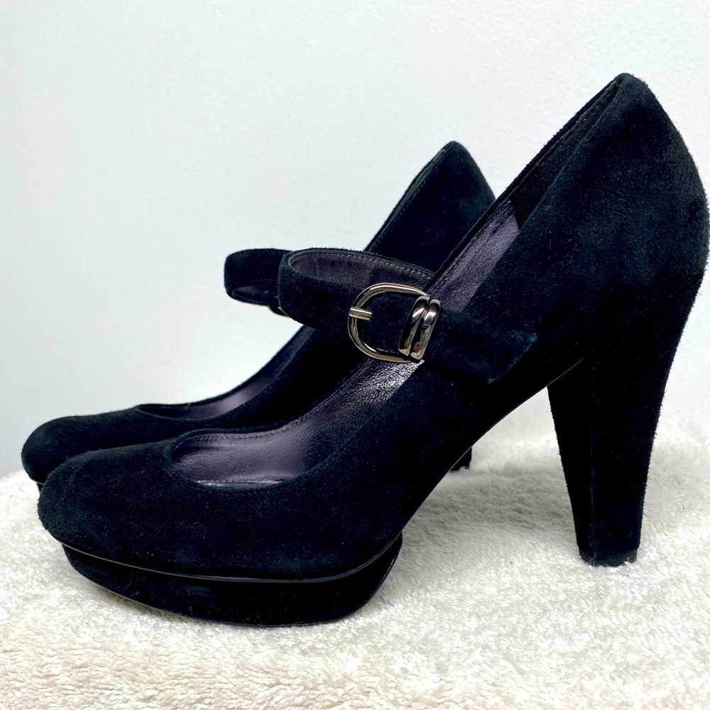 Via Spiga Black Suede Heels With Platform Sz 6